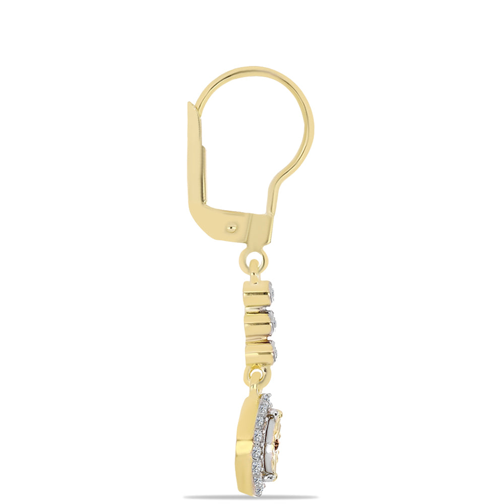 Pozlacené Stříbrné Náušnice s Cognac Diamantem a Bílým Topazem 2 