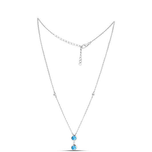 Stříbrný Náhrdelník s Barahonským Larimarem a Bílým Topazem
