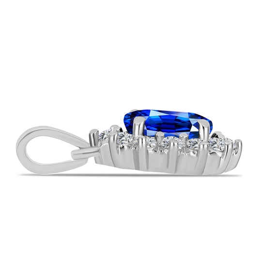 Stříbro 925/1000 - Přívěsek s Australským Modrým Safírem a Bílým Topazem - Karátové číslo: 2.35. přibližná hmotnost: 2.23 gramů