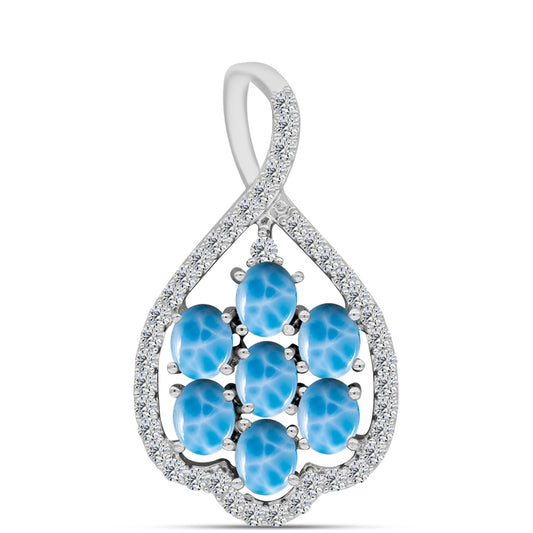 Stříbrný Přívěsek s Barahonským Larimarem a Bílým Topazem