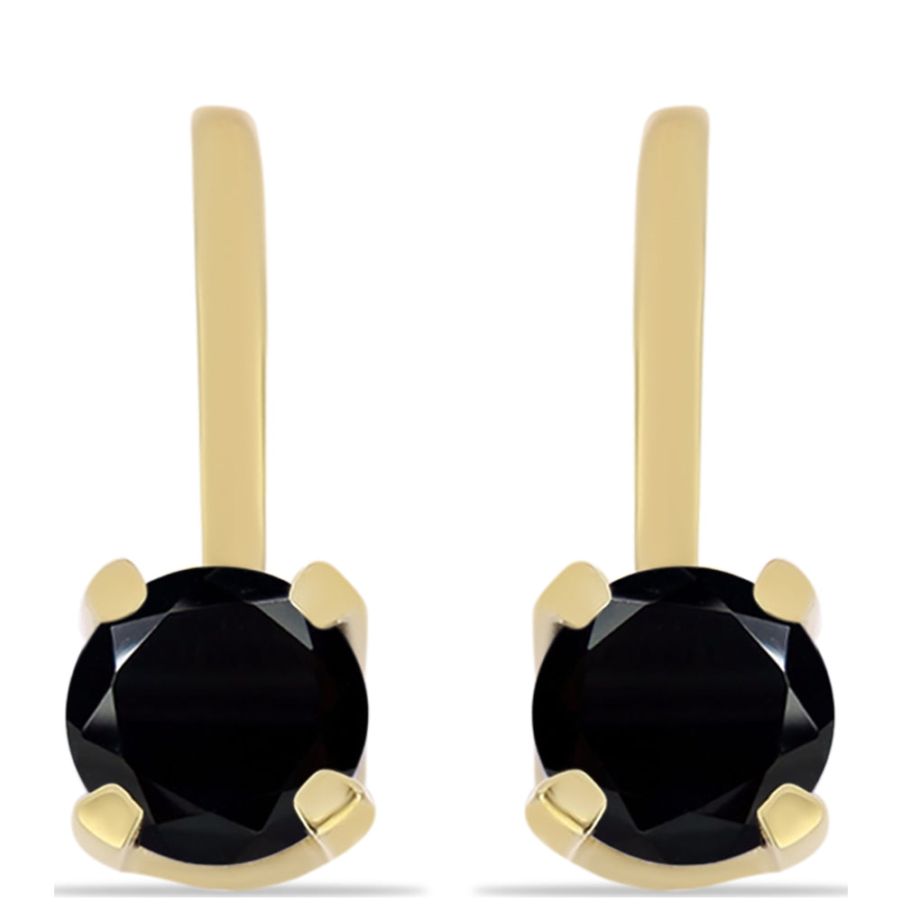 Pozlacené stříbro 925/1000 Náušnice s Černým Onyxem - Karátové číslo: 1.07. přibližná hmotnost: 2.48 gramů 1 