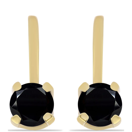 Pozlacené stříbro 925/1000 Náušnice s Černým Onyxem - Karátové číslo: 1.07. přibližná hmotnost: 2.48 gramů
