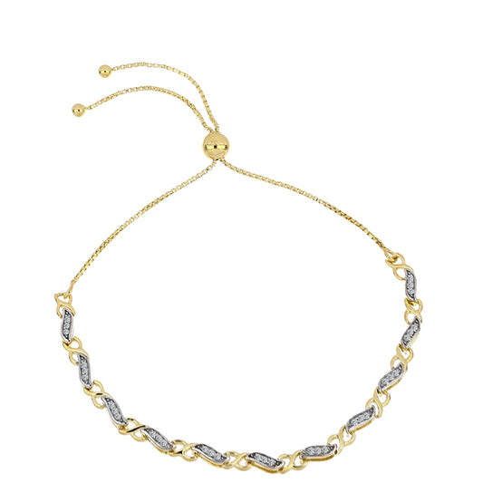 Pozlacený Stříbrný Náramek s Cognac Diamantem a Bílým Topazem