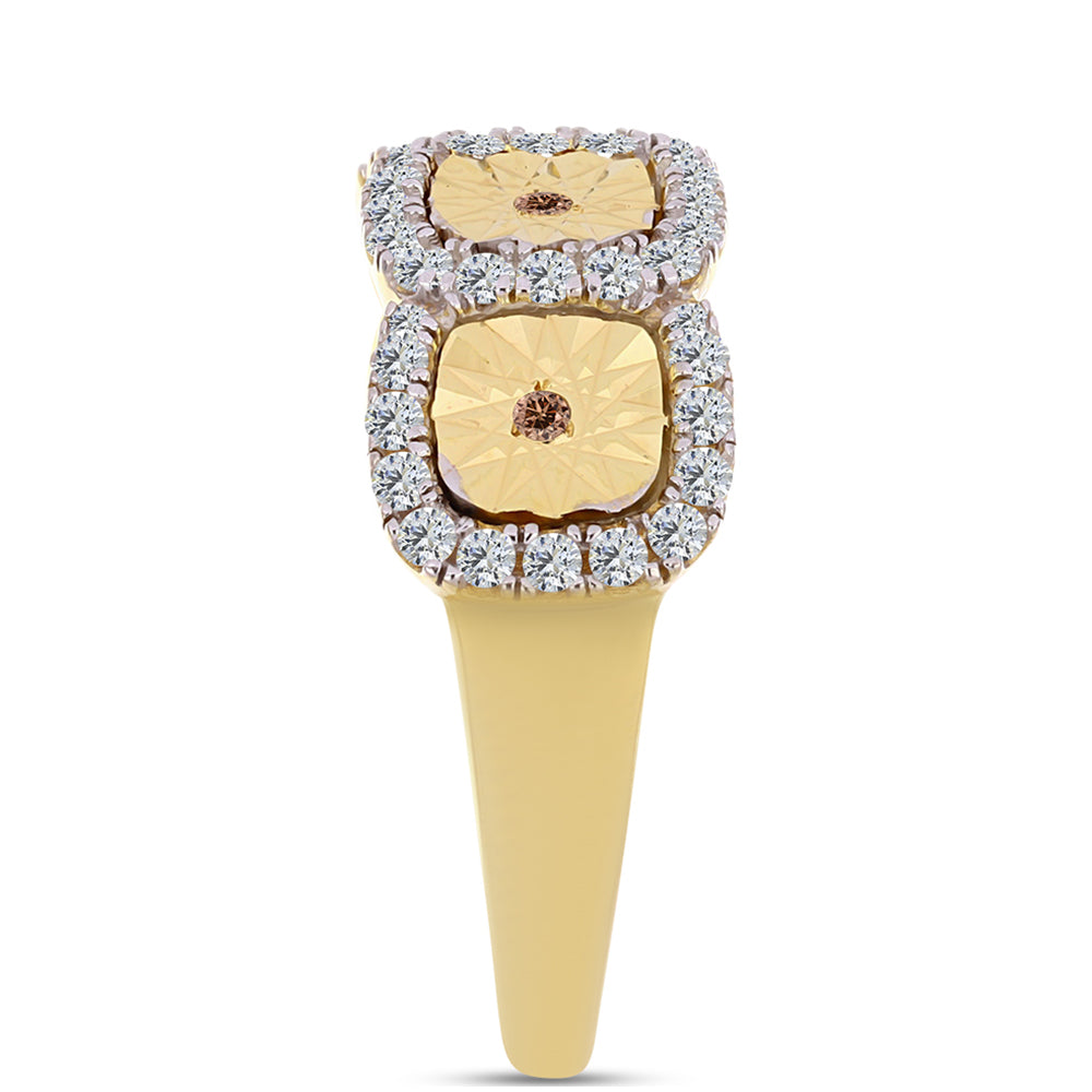 Pozlacené Stříbro 925/1000 - Prsten s Cognac Diamantem a Bílým Topazem - Karátové číslo: 0.47. přibližná hmotnost: 4.46 gramů 4 