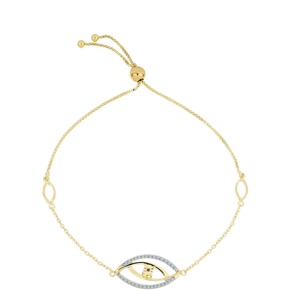 Pozlacené Stříbro 925/1000 - Náramek s Cognac Diamantem a Bílým Topazem - Karátové číslo: 0.28. přibližná hmotnost: 3.86 gramů 1 