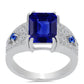 Stříbrný Prsten s Australským Modrým Safírem a Bílým Topazem