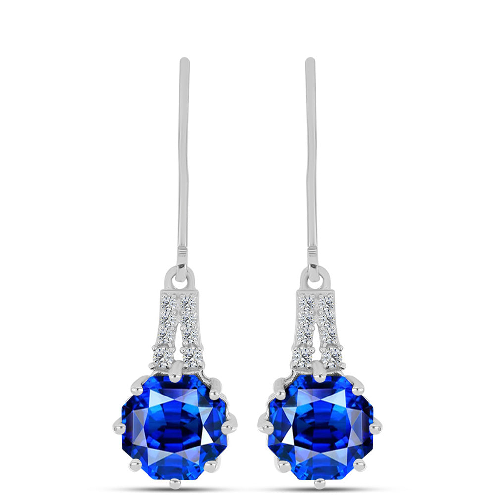 Stříbrné Náušnice s Australským Modrým Safírem a Bílým Topazem