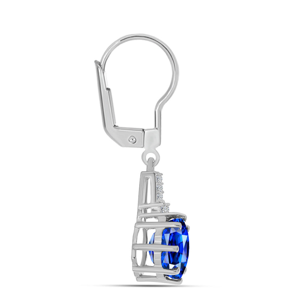 Stříbrné Náušnice s Australským Modrým Safírem a Bílým Topazem 2 