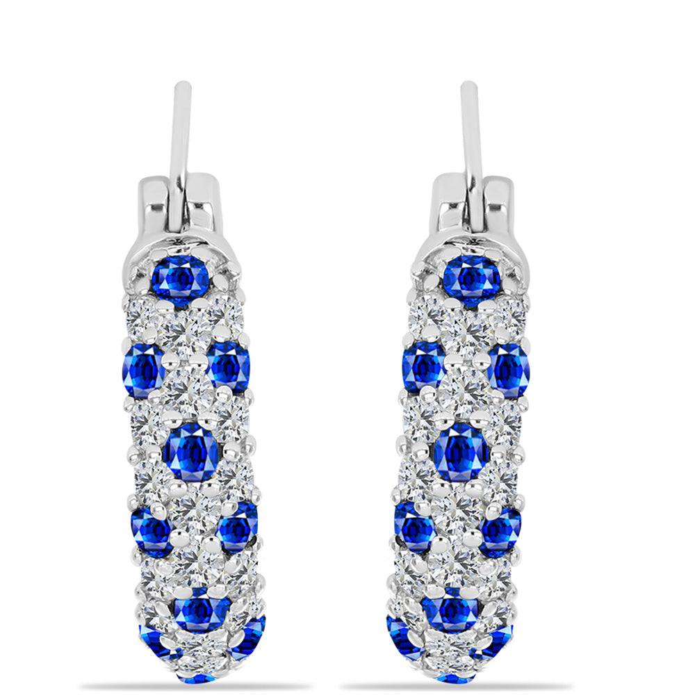 Stříbrné Náušnice s Australským Modrým Safírem a Bílým Topazem 1 