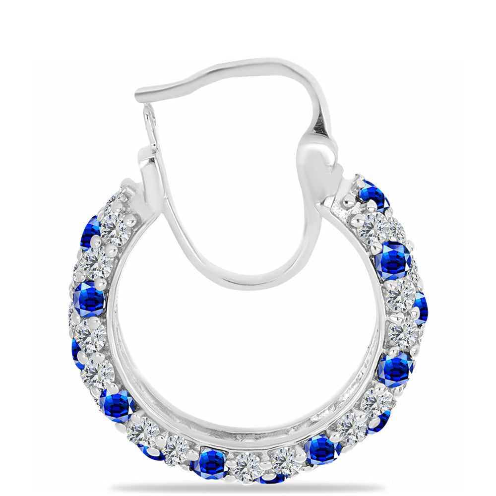 Stříbrné Náušnice s Australským Modrým Safírem a Bílým Topazem