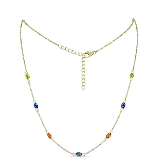 Pozlacený Stříbrný Náhrdelník s Duhovým Safírem
