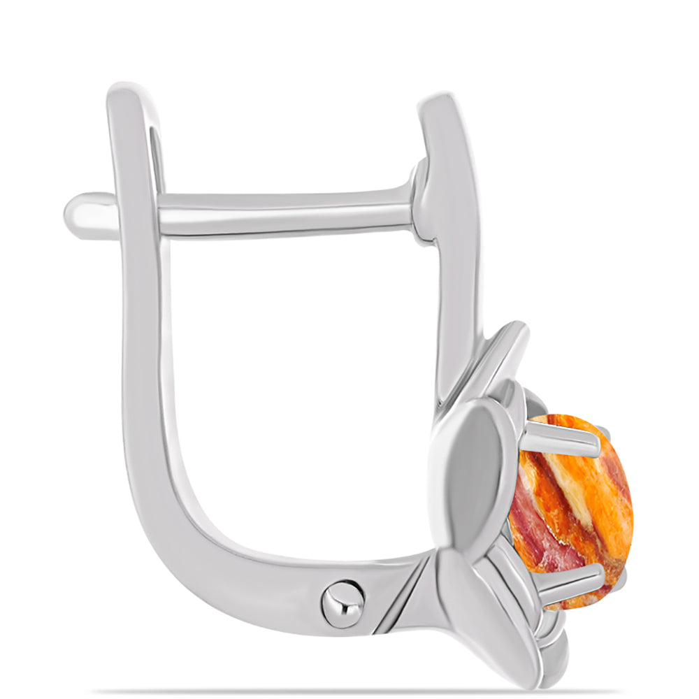 Stříbro 925/1000 - Náušnice s jaspisem (Lví tlapa) - Karátové číslo: 1.07. přibližná hmotnost: 3.65 gramů 2 