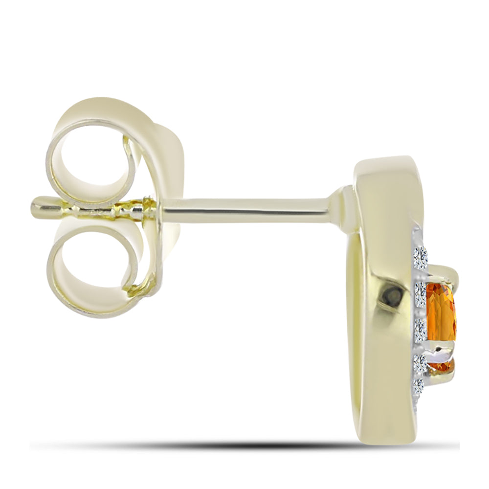 Pozlacené Stříbro 925/1000 - Náušnice s Duhovým Safírem a Bílým Topazem - Karátové číslo: 0.52. přibližná hmotnost: 2.21 gramů 2 