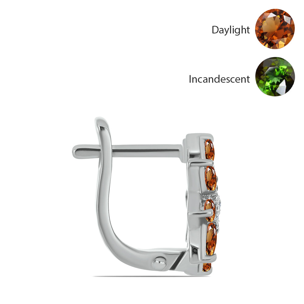 Stříbrné Náušnice s Certifikovaný Anatolským zultanitem pěstovaný v laboratoři a Bílým Topazem