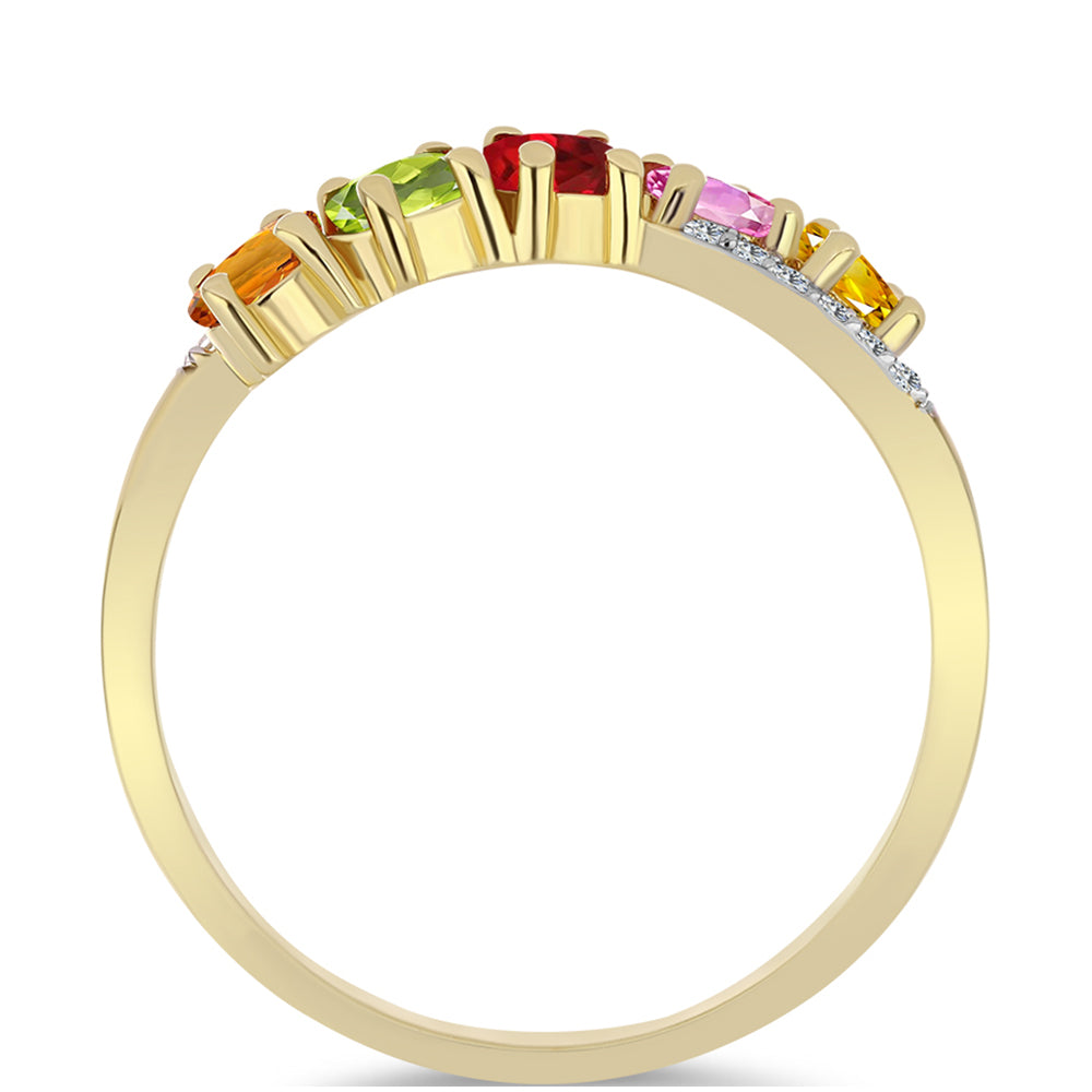 Pozlacený 925 / 1000 Sterlingové Stříbro Prsten s Duhovým Safírem a Bílým Topazem