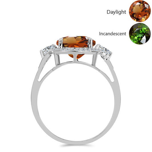 Stříbrný Prsten s Certifikovaný Anatolským zultanitem pěstovaný v laboratoři a Bílým Topazem