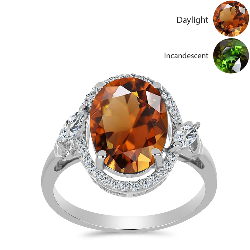 Stříbrný Prsten s Certifikovaný Anatolským zultanitem pěstovaný v laboratoři a Bílým Topazem