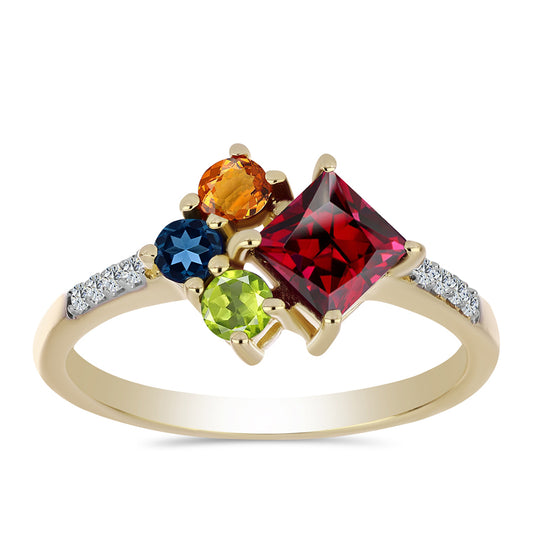 Pozlacené Stříbro 925/1000 - Prsten s Duhovým Safírem a Bílým Topazem - Karátové číslo: 1.21. přibližná hmotnost: 2.17 gramů