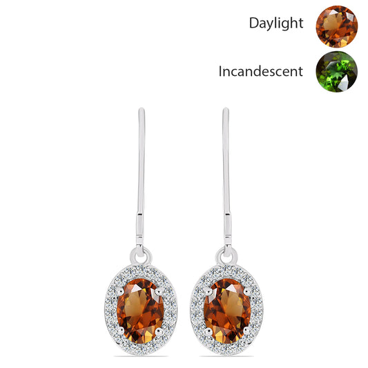 Stříbro 925/1000 Náušnice s Certifikovaný Anatolským zultanitem pěstovaný v laboratoři a Bílým Topazem - Karátové číslo: 2.25. přibližná hmotnost: 2.51 gramů