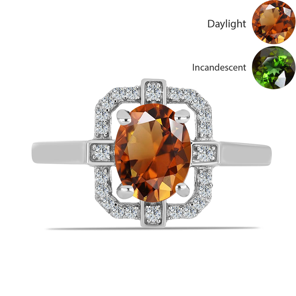 Stříbro 925/1000 - Prsten s Certifikovaný Anatolským zultanitem pěstovaný v laboratoři a Bílým Topazem - Karátové číslo: 2.37. přibližná hmotnost: 3.56 gramů