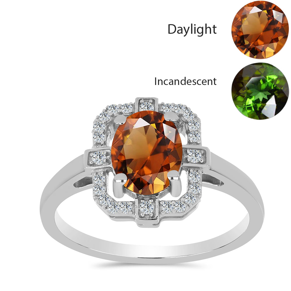 Stříbro 925/1000 - Prsten s Certifikovaný Anatolským zultanitem pěstovaný v laboratoři a Bílým Topazem - Karátové číslo: 2.37. přibližná hmotnost: 3.56 gramů