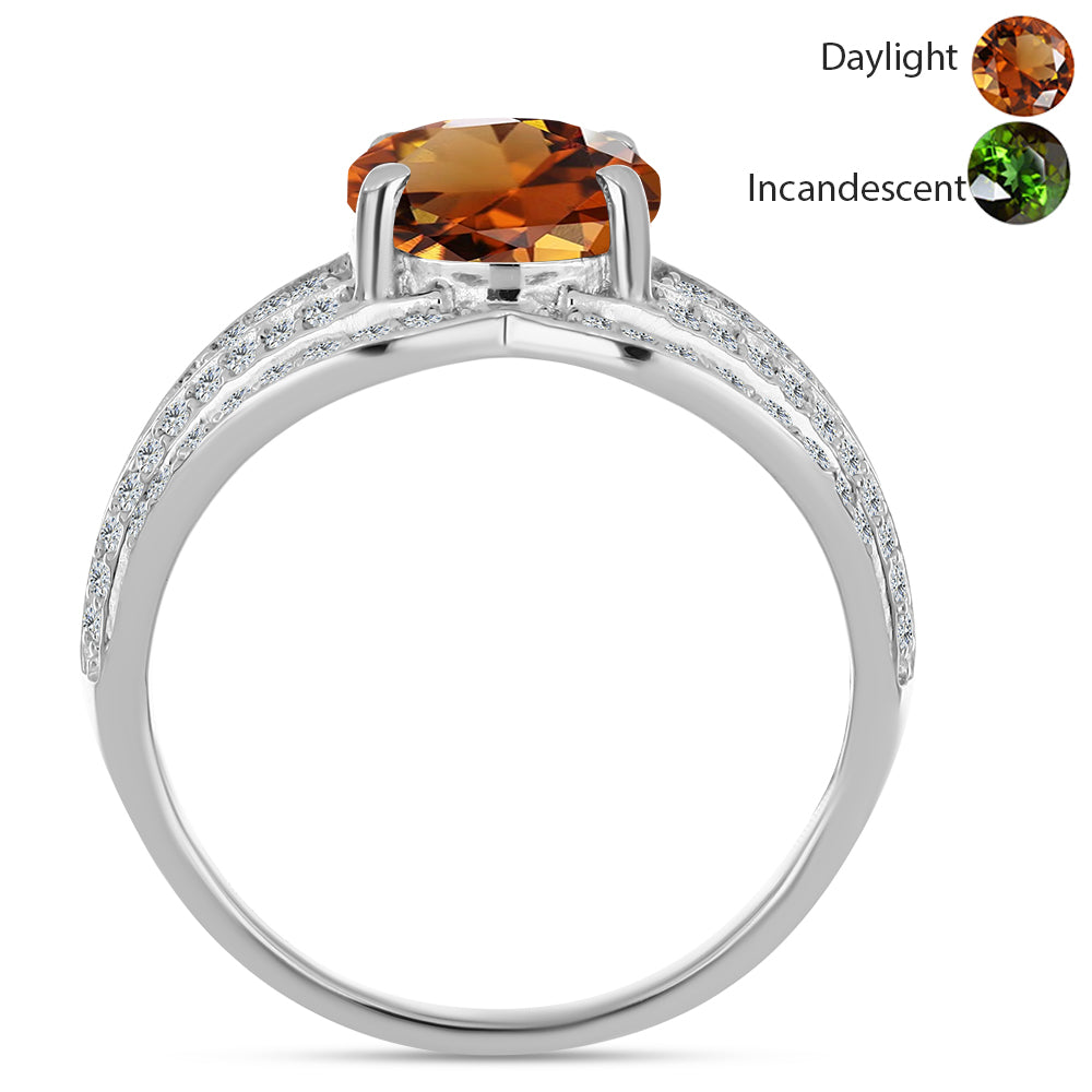 Stříbro 925/1000 - Prsten s Certifikovaný Anatolským zultanitem pěstovaný v laboratoři a Bílým Topazem - Karátové číslo: 3.89. přibližná hmotnost: 5.51 gramů 2 