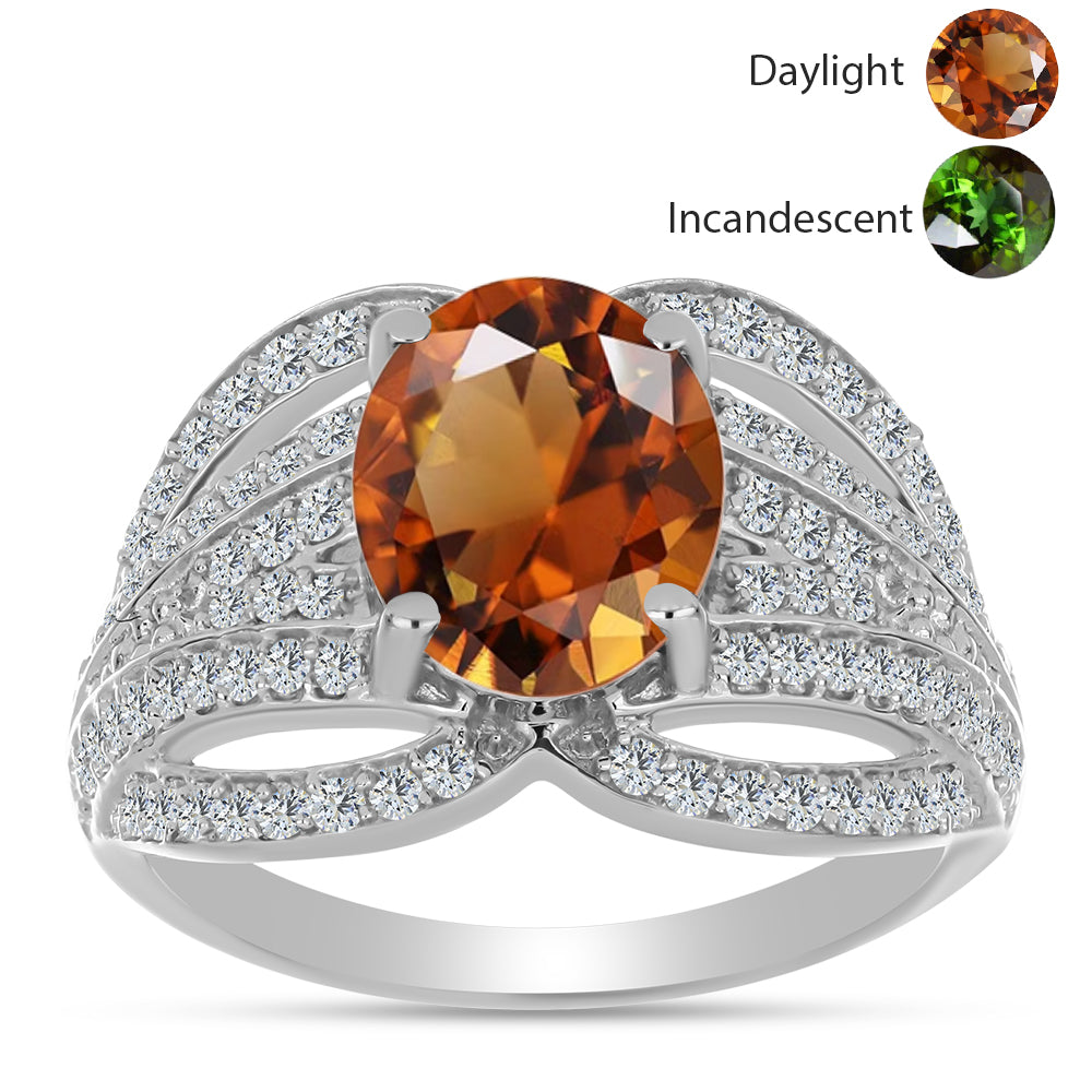 Stříbro 925/1000 - Prsten s Certifikovaný Anatolským zultanitem pěstovaný v laboratoři a Bílým Topazem - Karátové číslo: 3.89. přibližná hmotnost: 5.51 gramů