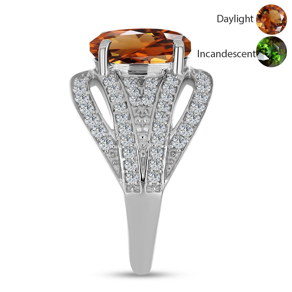 Stříbro 925/1000 - Prsten s Certifikovaný Anatolským zultanitem pěstovaný v laboratoři a Bílým Topazem - Karátové číslo: 3.89. přibližná hmotnost: 5.51 gramů 4 