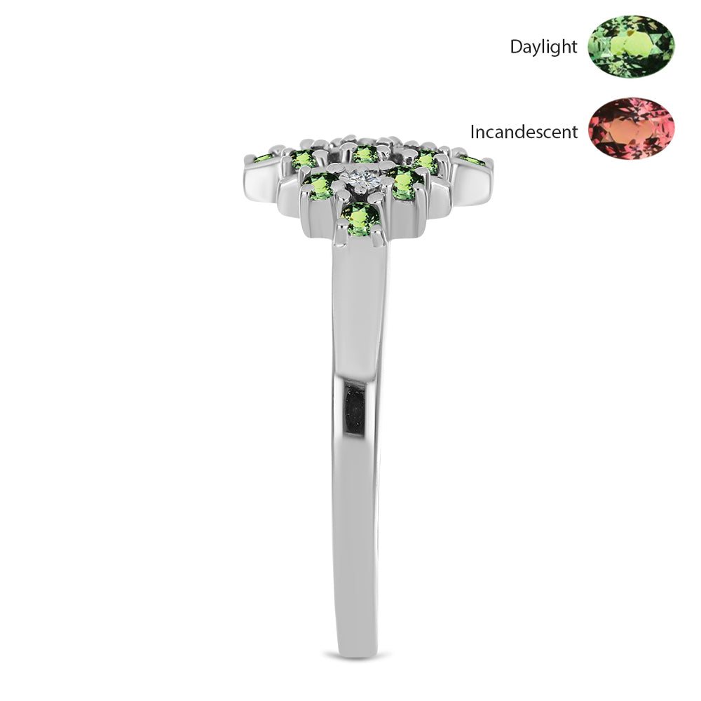 Stříbro 925/1000 Prsten s Přírodním Alexandritem a Bílým Topazem - Karátové číslo: 0.41. přibližná hmotnost: 3.41 gramů 4 