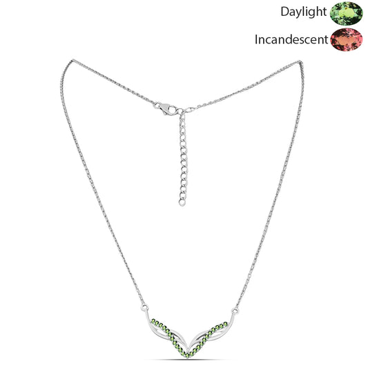 Stříbro 925/1000 - Náhrdelník s Přírodním Alexandritem - Karátové číslo: 0.45. přibližná hmotnost: 4.44 gramů