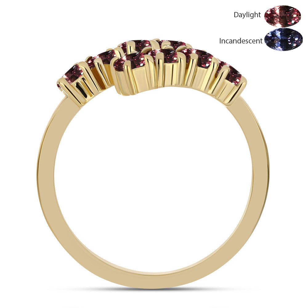 Pozlacené Stříbro 925/1000 - Prsten s Tsivorským Měňavým Granátem - Karátové číslo: 1.05. přibližná hmotnost: 2.76 gramů