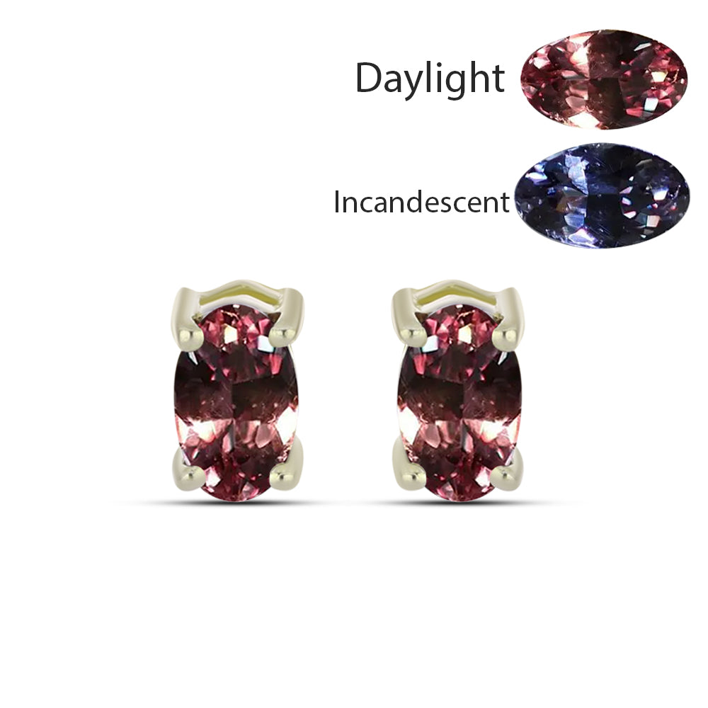 Pozlacené stříbro 925/1000 Náušnice s Tsivorským Měňavým Granátem - Karátové číslo: 0.59. přibližná hmotnost: 0.84 gramů 1 