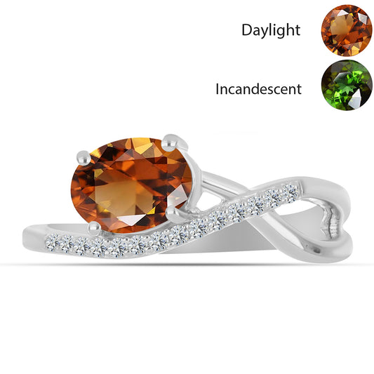 Stříbro 925/1000 - Prsten s Certifikovaný Anatolským zultanitem pěstovaný v laboratoři a Bílým Topazem - Karátové číslo: 1.64. přibližná hmotnost: 2.93 gramů