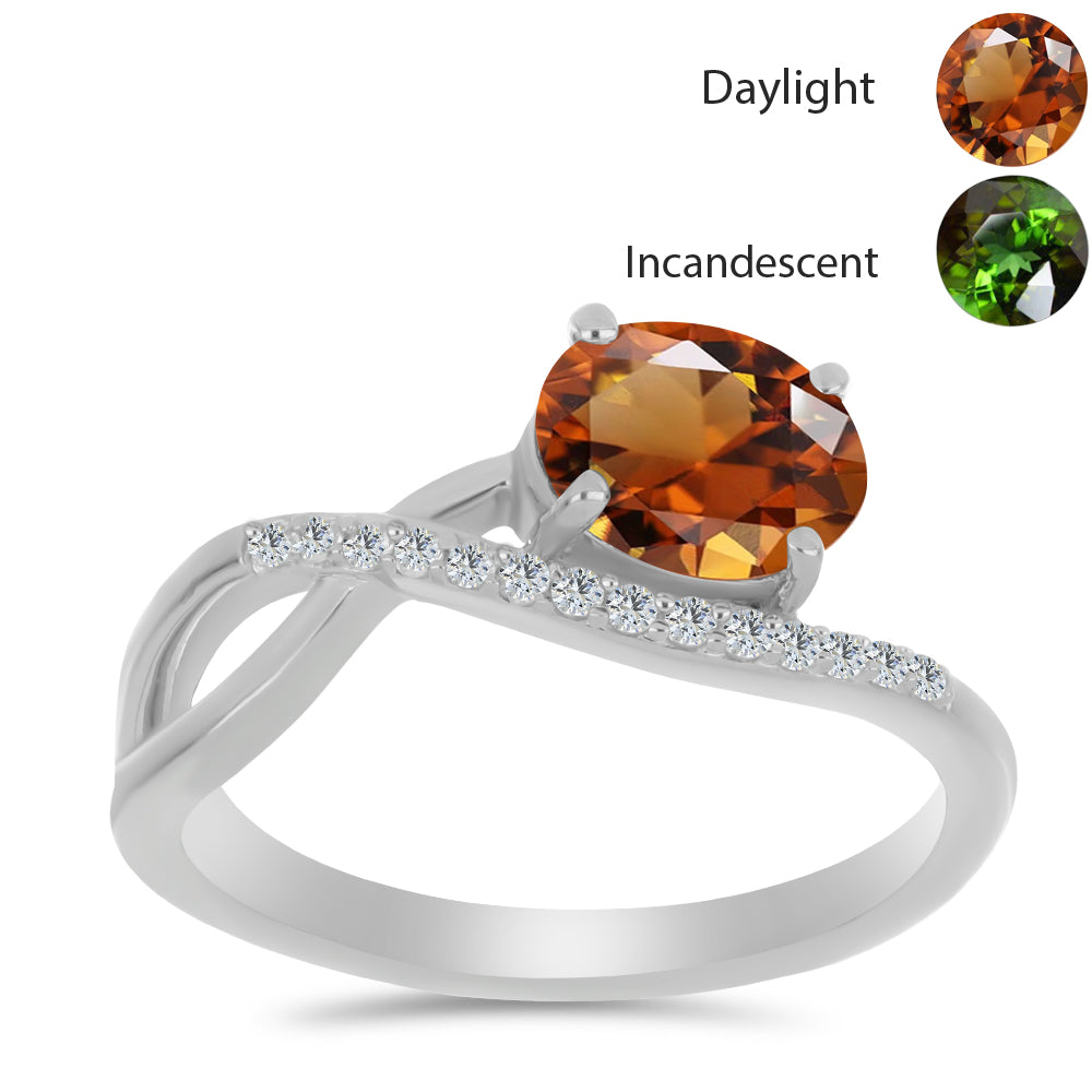 Stříbro 925/1000 - Prsten s Certifikovaný Anatolským zultanitem pěstovaný v laboratoři a Bílým Topazem - Karátové číslo: 1.64. přibližná hmotnost: 2.93 gramů