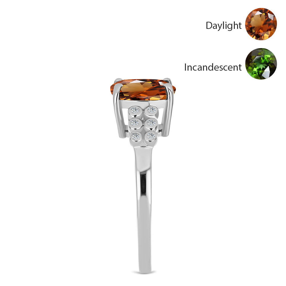 Stříbro 925/1000 - Prsten s Certifikovaný Anatolským zultanitem pěstovaný v laboratoři a Bílým Topazem - Karátové číslo: 3.77. přibližná hmotnost: 3.47 gramů