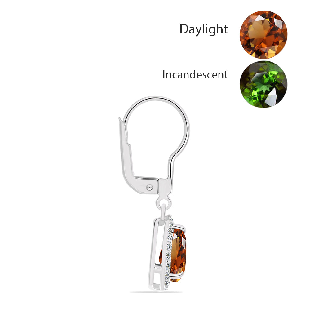 Stříbro 925/1000 Náušnice s Certifikovaný Anatolským zultanitem pěstovaný v laboratoři a Bílým Topazem - Karátové číslo: 3.16. přibližná hmotnost: 2.76 gramů 2 