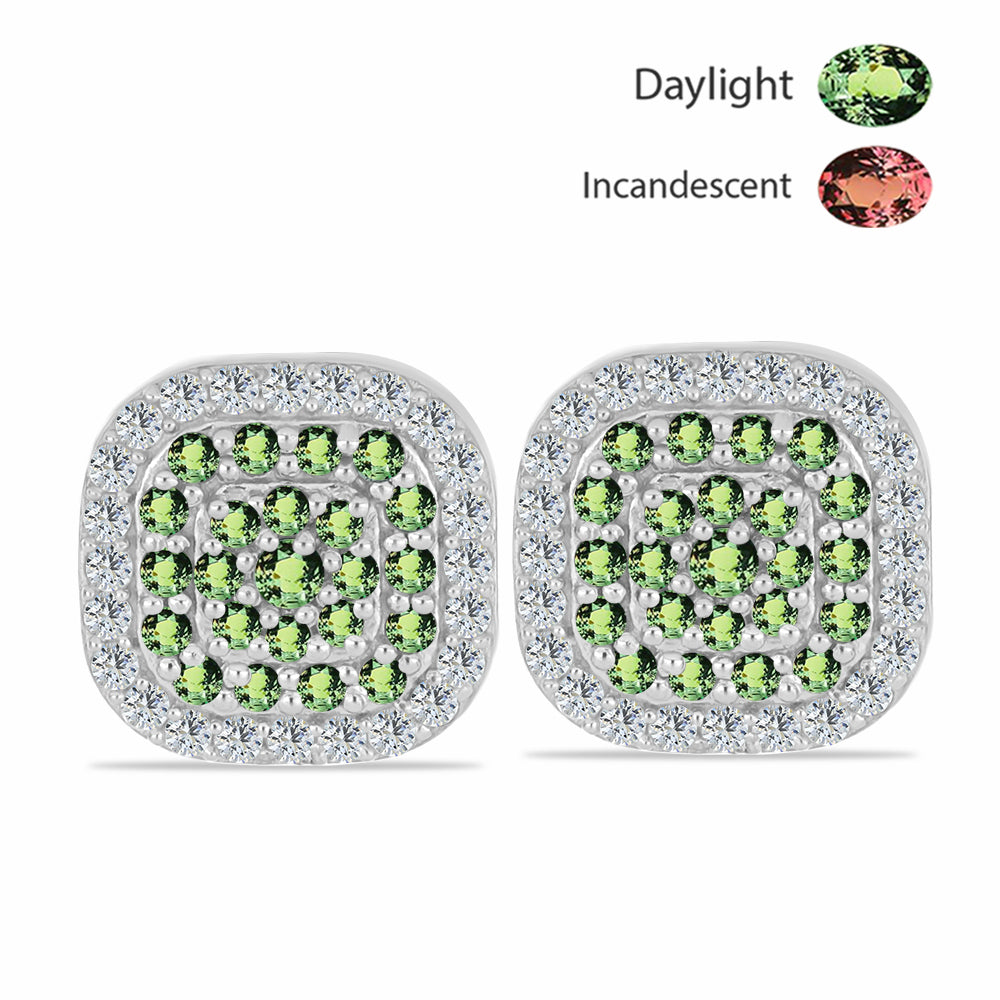 Stříbrné Náušnice s Přírodním Alexandritem a Bílým Topazem