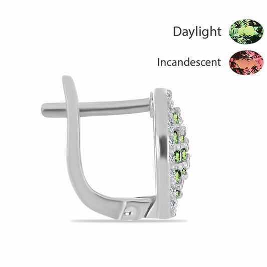 Stříbrné Náušnice s Přírodním Alexandritem a Bílým Topazem