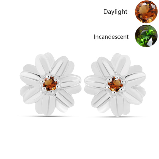 Stříbrné Náušnice s Certifikovaný Anatolským zultanitem pěstovaný v laboratoři