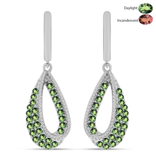 Stříbrné Náušnice s Přírodním Alexandritem