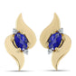 Pozlacené Stříbro 925/1000 - Náušnice s Lapisem Lazuli a Bílým Topazem - Karátové číslo: 0.5. přibližná hmotnost: 3.03 gramů
