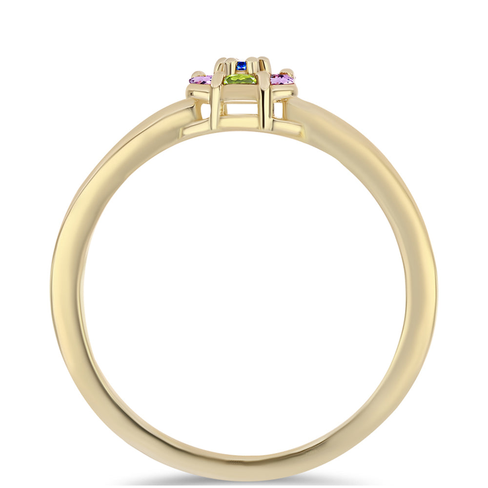 Pozlacené Stříbro 925/1000 - Prsten s Duhovým Safírem - Karátové číslo: 0.29. přibližná hmotnost: 2.12 gramů