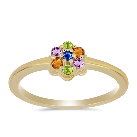 Pozlacený Stříbrný Prsten s Duhovým Safírem