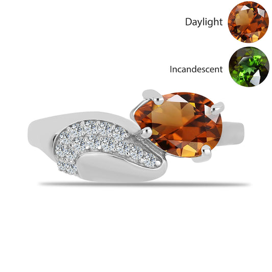 Stříbrný Prsten s Certifikovaný Anatolským zultanitem pěstovaný v laboratoři a Bílým Topazem