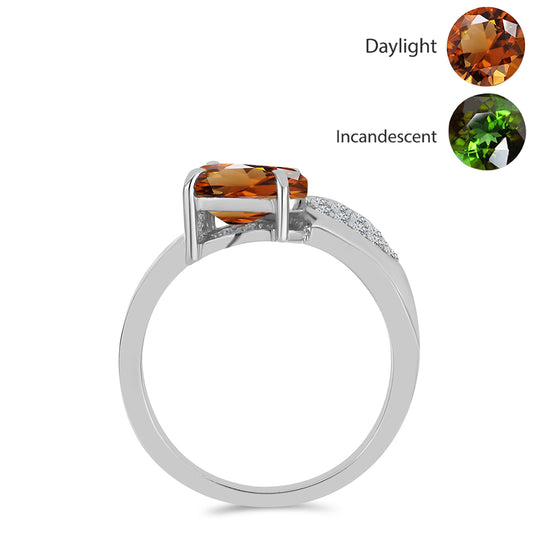 Stříbrný Prsten s Certifikovaný Anatolským zultanitem pěstovaný v laboratoři a Bílým Topazem