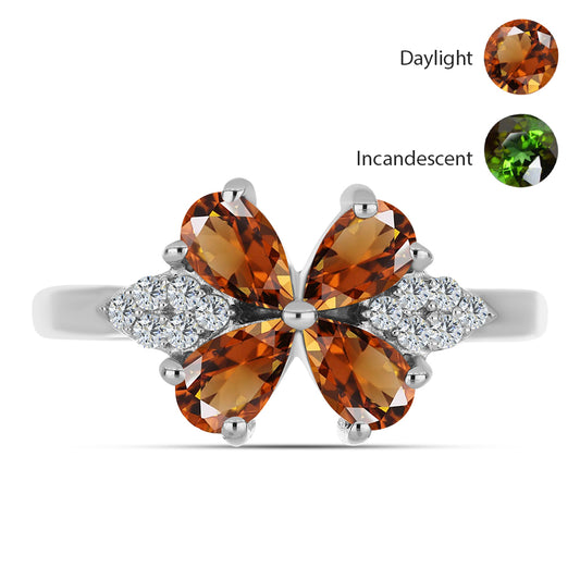 Stříbrný Prsten s Certifikovaný Anatolským zultanitem pěstovaný v laboratoři a Bílým Topazem