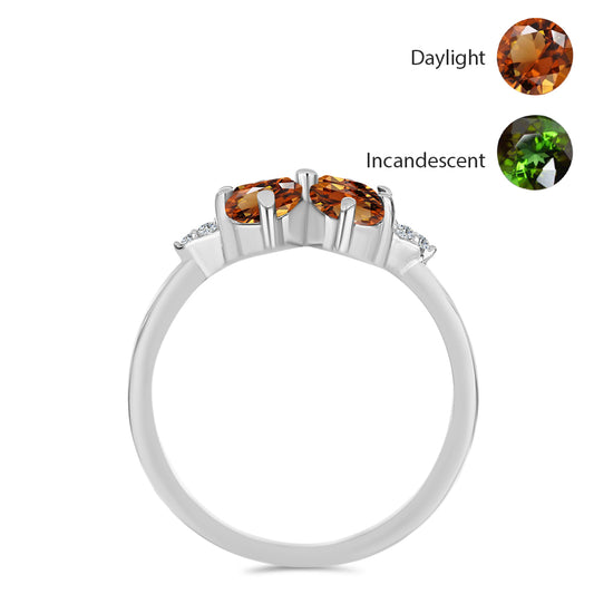 Stříbrný Prsten s Certifikovaný Anatolským zultanitem pěstovaný v laboratoři a Bílým Topazem