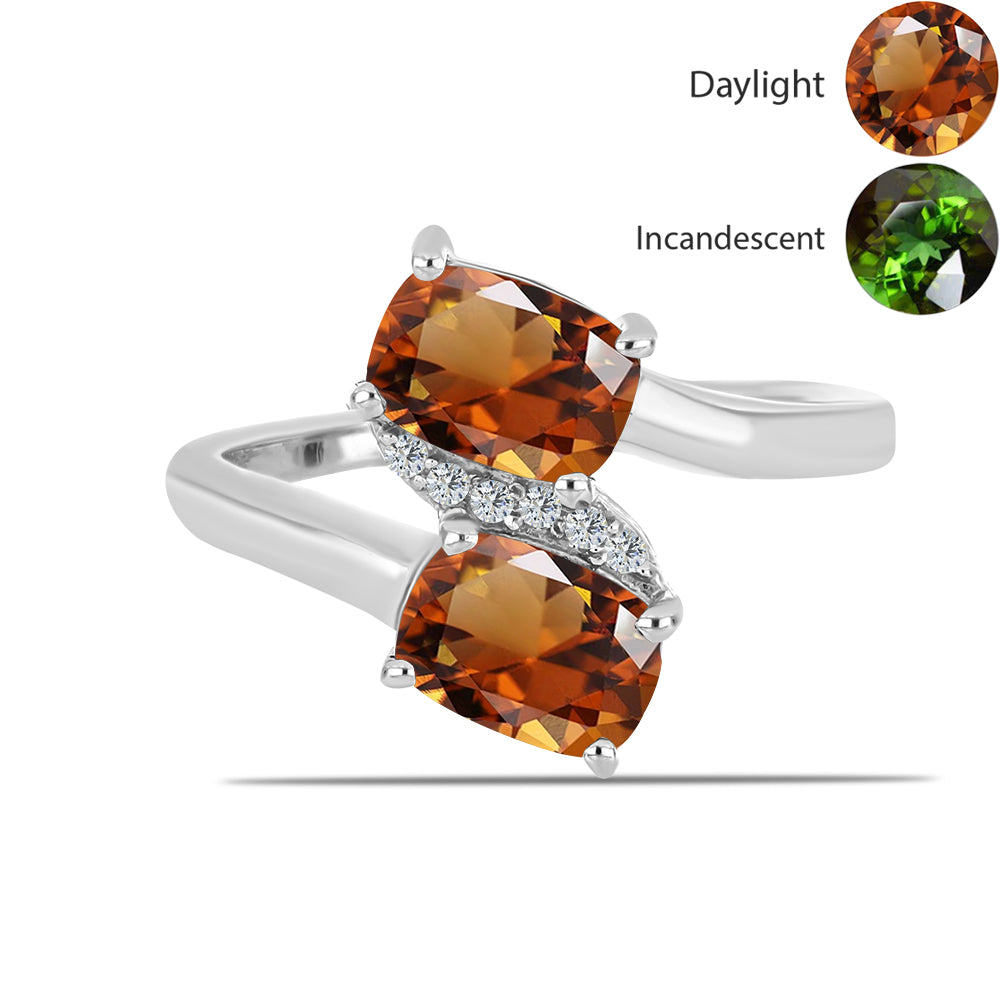 Stříbro 925/1000 - Prsten s Certifikovaný Anatolským zultanitem pěstovaný v laboratoři a Bílým Topazem - Karátové číslo: 2.23. přibližná hmotnost: 3.22 gramů