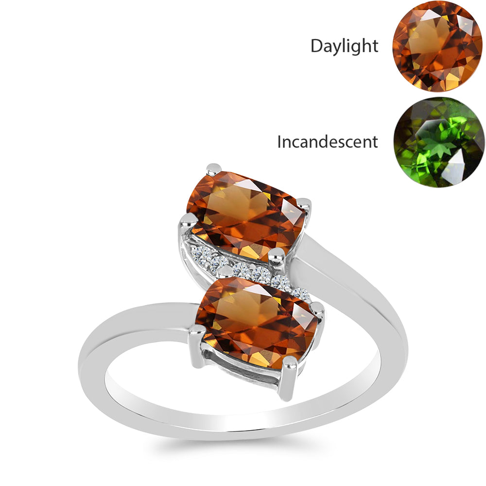 Stříbro 925/1000 - Prsten s Certifikovaný Anatolským zultanitem pěstovaný v laboratoři a Bílým Topazem - Karátové číslo: 2.23. přibližná hmotnost: 3.22 gramů