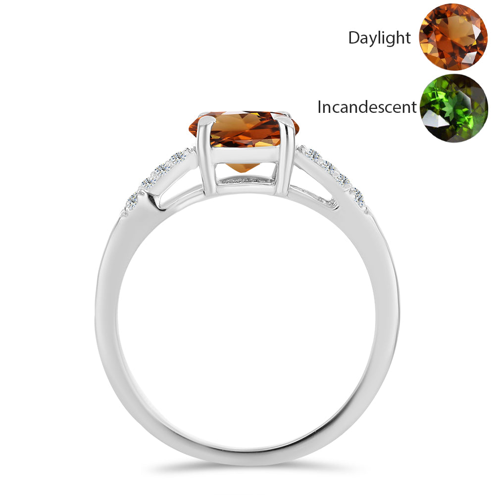 Stříbro 925/1000 - Prsten s Certifikovaný Anatolským zultanitem pěstovaný v laboratoři a Bílým Topazem - Karátové číslo: 1.63. přibližná hmotnost: 2.61 gramů